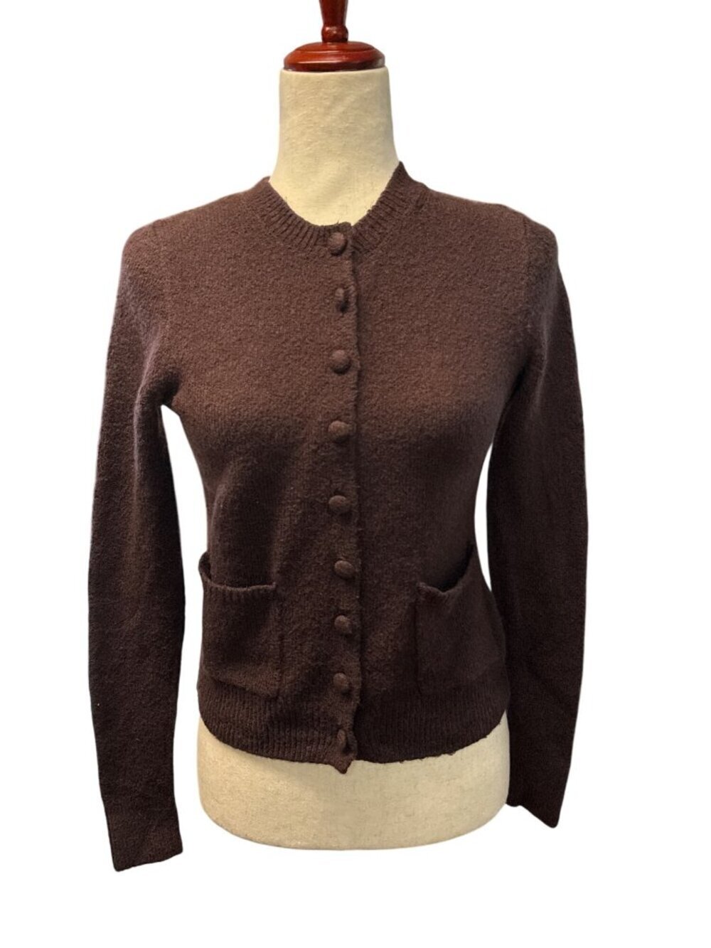 Madewell Cozy Kensington Patch Pocket Cardigan~Size XS~Brown Wool NWD L3 17